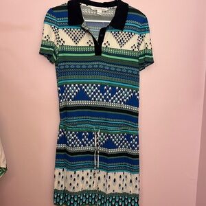 45. Diane Von Furstenberg Light Blue Multi Waist Tie Polo Mini Dress